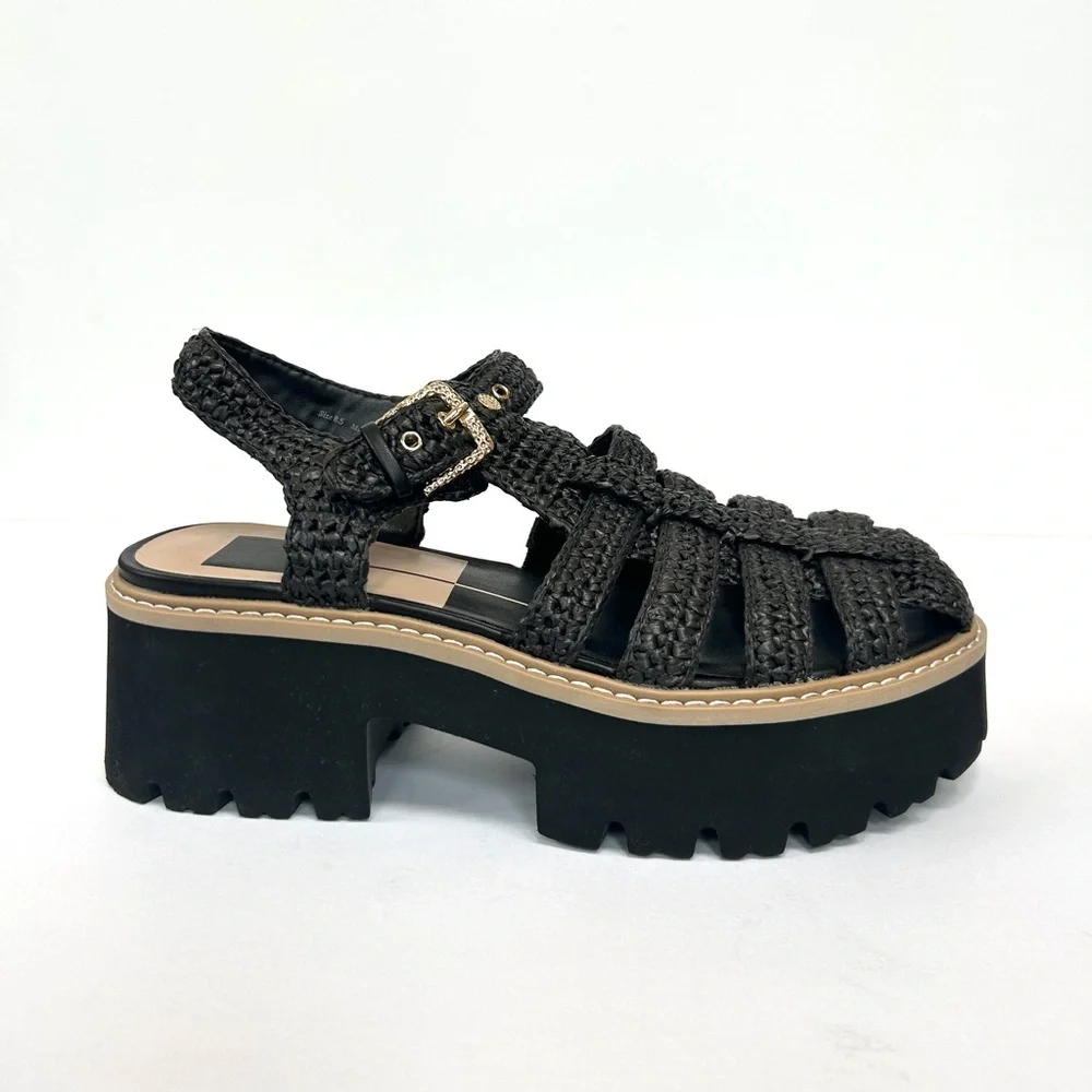 Dolce Vita Lasly Platform Fisherman Sandal in Onyx Knit, Size 8.5
